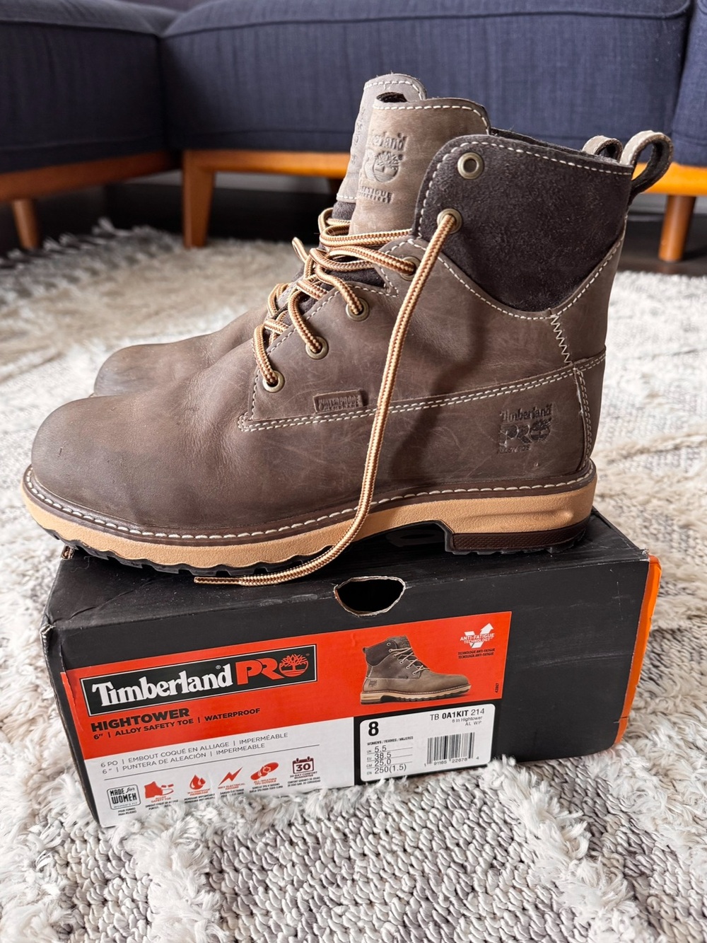 Timberland Pro Hightower 6” Alloy Toe Safety Work Boots - size 8